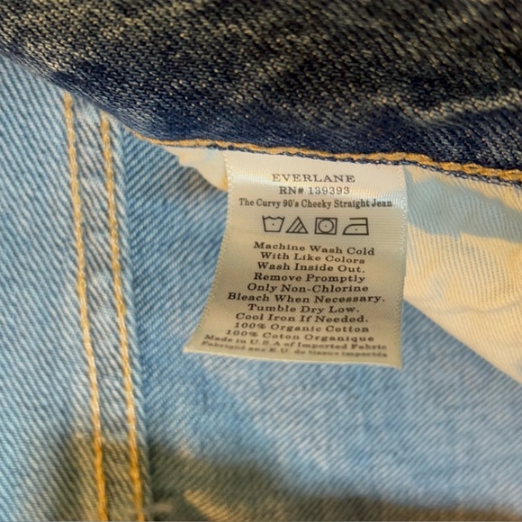 Everlane size 28 ankle The Curvy 90s cheeky straight Jean organic cotton - Picture 5 of 5